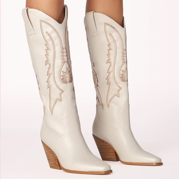 Calvin Western Boots in Ivory - Picture 1 of 2